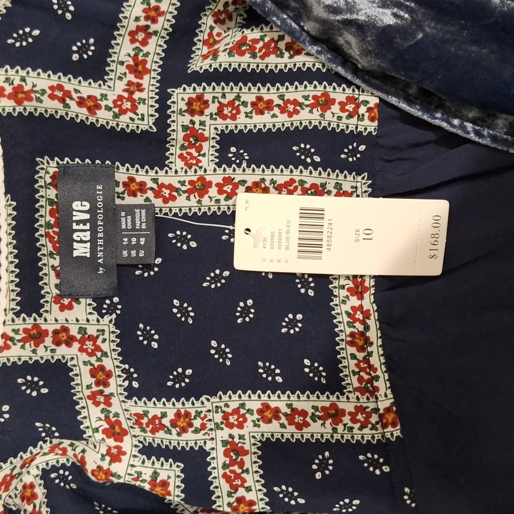 ANTHROPOLOGIE MAEVE Blue Velvet Wrap Dress with Pockets - Picture 10 of 13